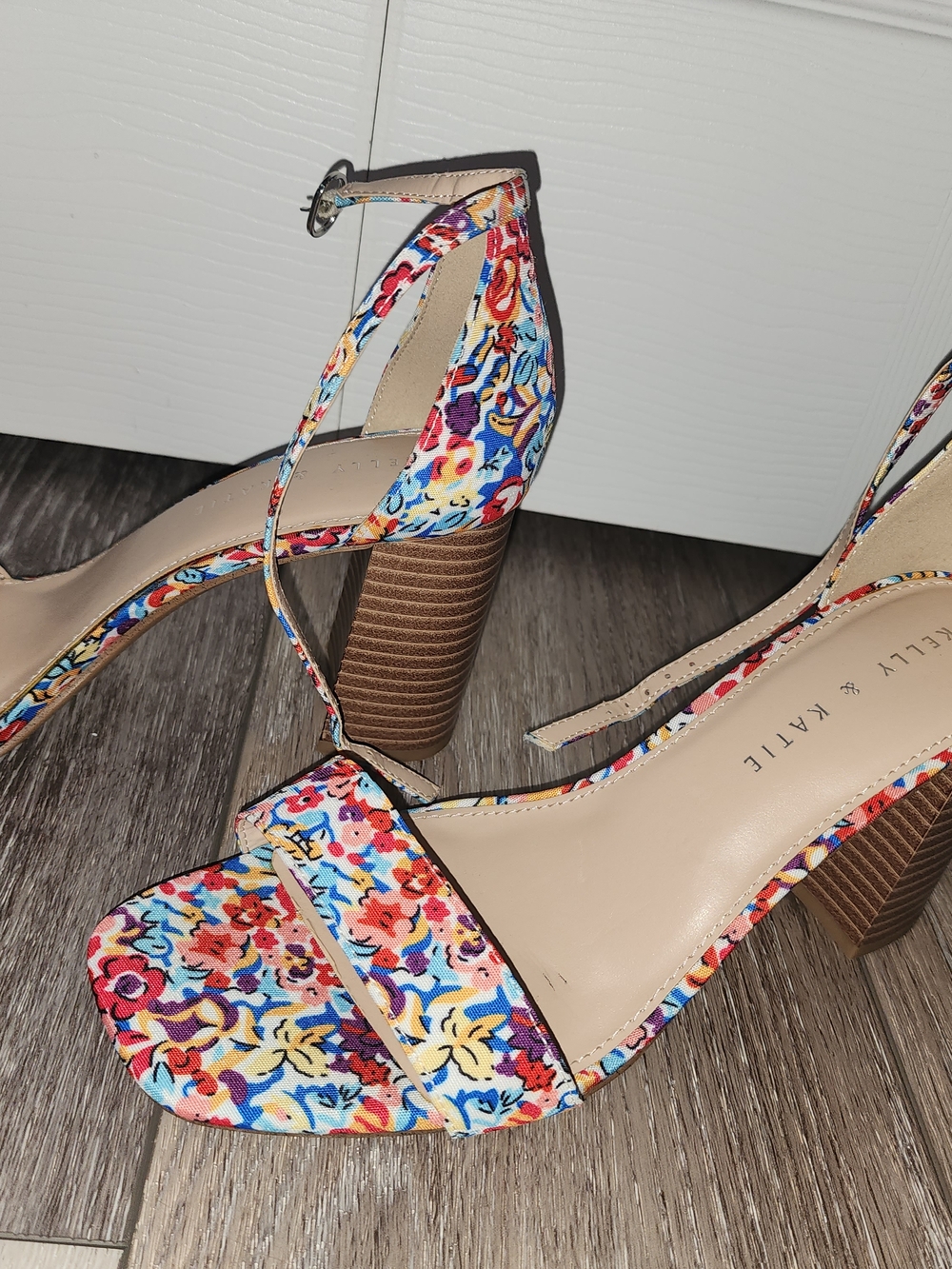 Kelly & Katie Floral Ankle-Strap Block Heel Sandals - Multicolor